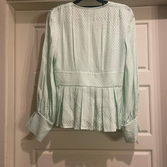 Something Navy Mint Wrap Peplum Blouse - Picture 6 of 10